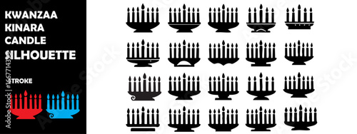 Kwanzaa Kinara Candle Silhouette Vector Set – African American Holiday, Unity, Culture and Heritage Icons