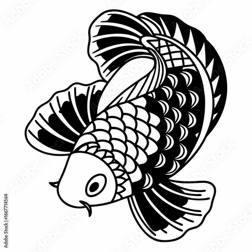 zentangle coloring page of a fish for children