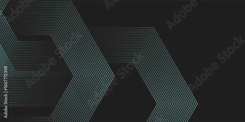 Dynamic turquoise neon hexagonal lines form a striking geometric pattern on a black background