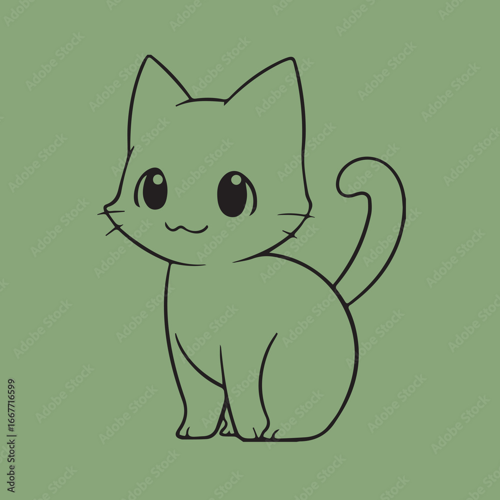 Fototapeta premium Black and White Cat Vector Illustration