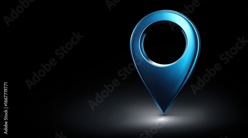 Free Download Shiny blue map location pin marker icon on black background with light reflection and shadow - GFXLoad