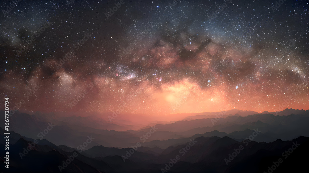 Fototapeta premium Night Sky Over Mountains