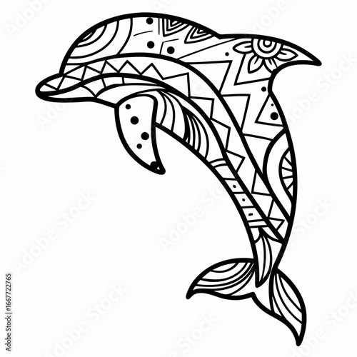 vector zentangle coloring page of dolphin