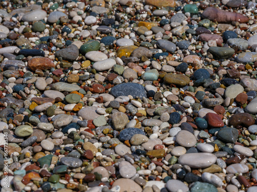 colorful pebbles on beach