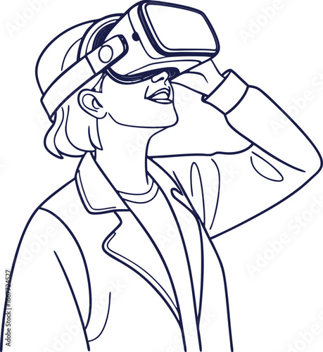 Virtual Reality User Wearing VR Headset Minimal