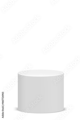 vertical cylindrical pedestal isolated on white background. 3d vector illustration