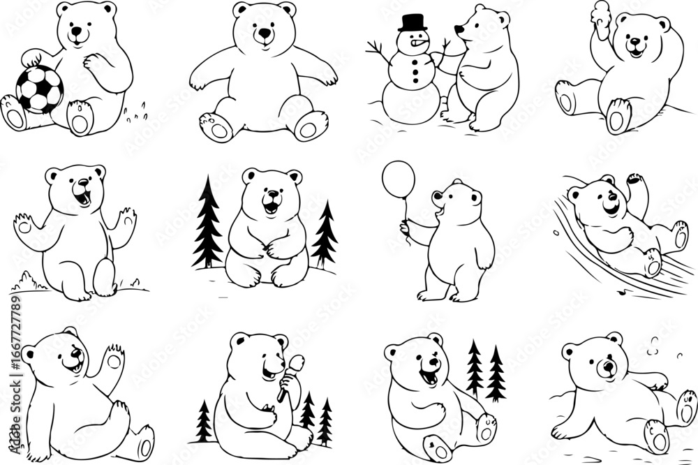Fototapeta premium Christmas Bears SVG Bundle | Cute Winter Holiday Bear Clipart PNG for Kids & Crafts