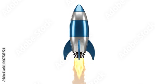 Cartoon Rocket Launch with Flame - Space Innovation Concept