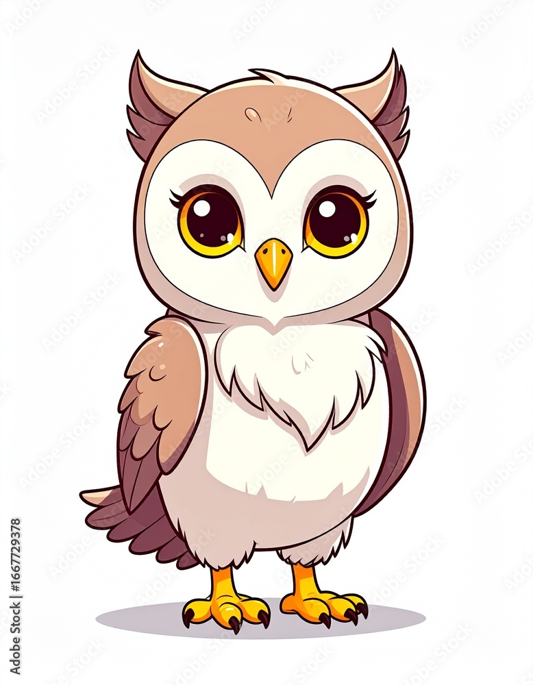 Fototapeta premium high quality image owl full body in cartoon style on white background