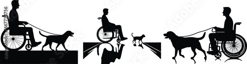 Silhouette of person in wheelchair with assistance dog demonstrating accessibility and pet companionship 