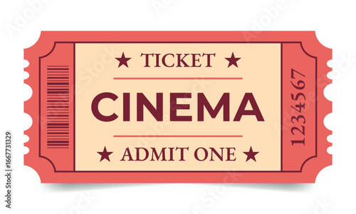 Cinema ticket isolated. Vector illustration	