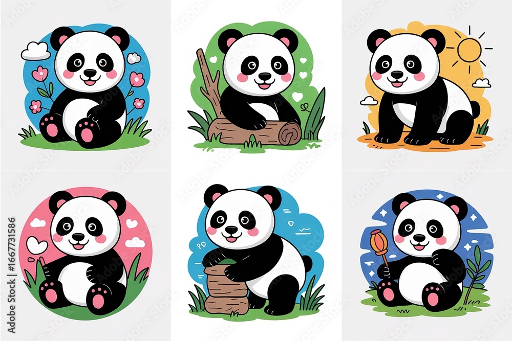 Obraz premium set of panda