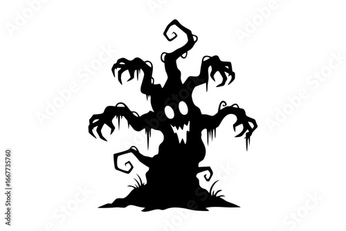 Minimalist Halloween icons haunted tree vector design illustration