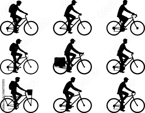 Mountain Biking Silhouette Collection" vector file