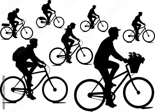 Mountain Biking Silhouette Collection" vector file
