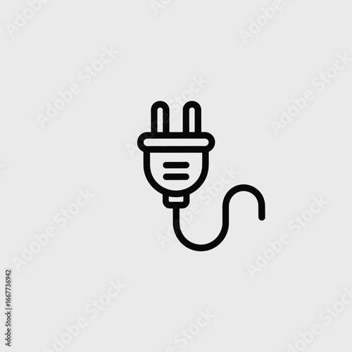 Black electric plug with cord power connector electricity