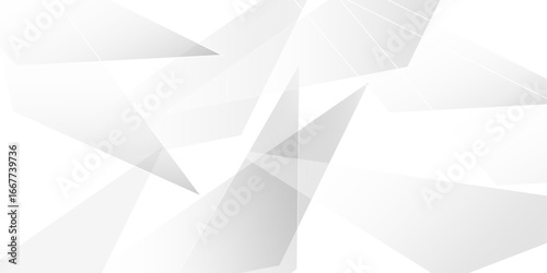 Abstract background with liens and triangles shape on white background. White and grey geometric overlapping rectangle pattern Geometric background soft shadows as patten ..White polygon textured .