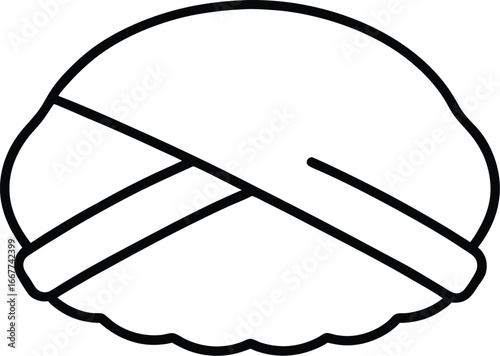 Vector art of a simple line art icon of a sushi roll with seaweed and rice, isolated on a