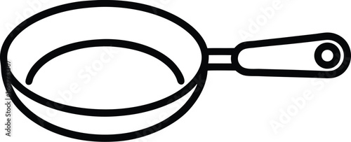 Vector art of minimalist line art of a frying pan with a handle