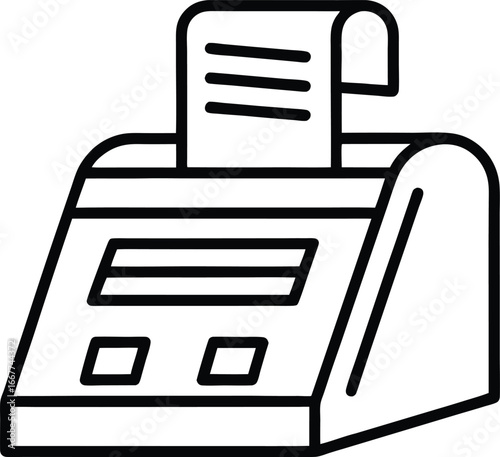 Vector art of line art icon of a receipt printer