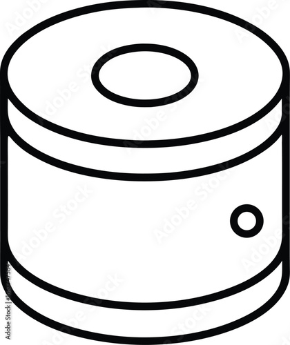Vector art of outline drawing of a cylindrical object with a hole on top