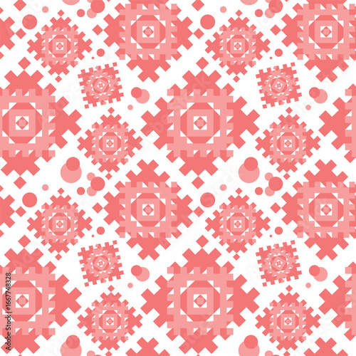 Seamless pattern with geometric pattern in pink tones. Vector illustration