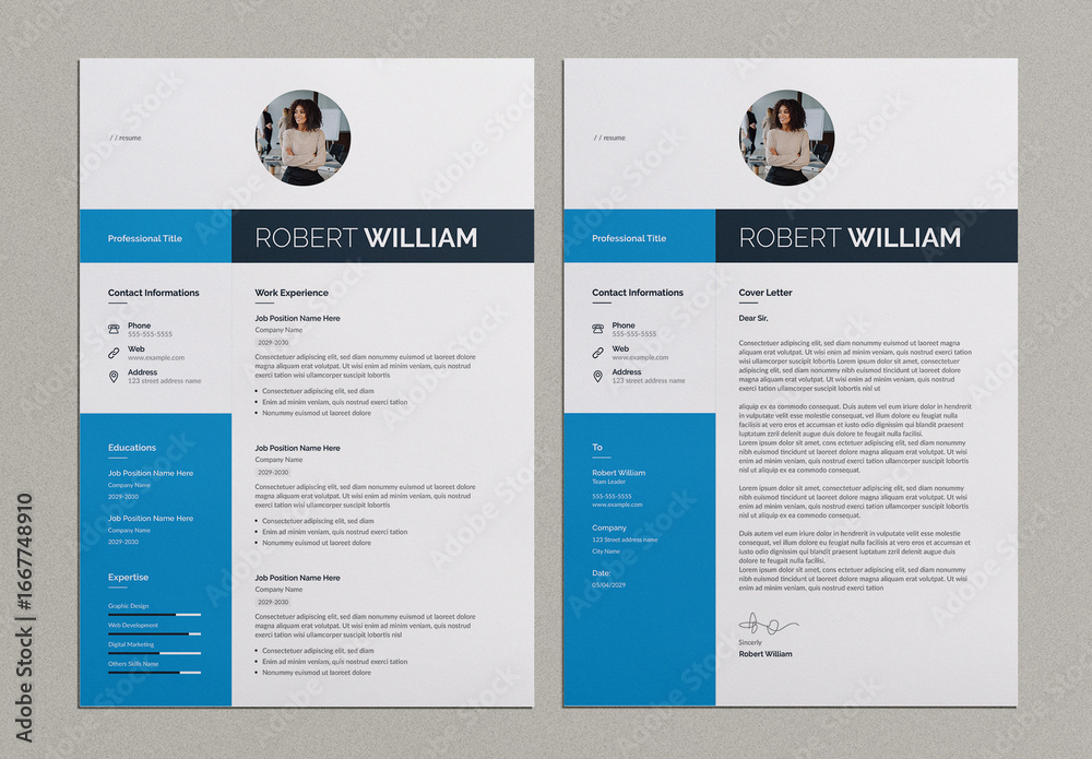 Creative Resume Layout with Cover Letter Stock Template | Adobe Stock