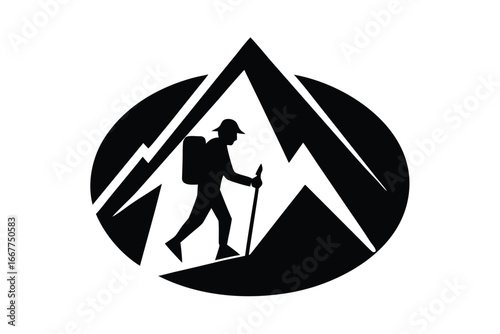 mountain hiking  vector icon silhouette