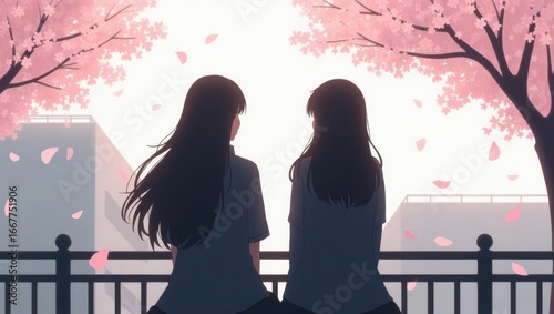 Two Souls Beneath Blossoms, Lost in Spring’s Gentle Silence Together