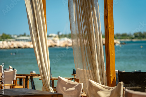 Athens, Greece - Picturesque dining location in a local outdoor restaurant in Glyfada