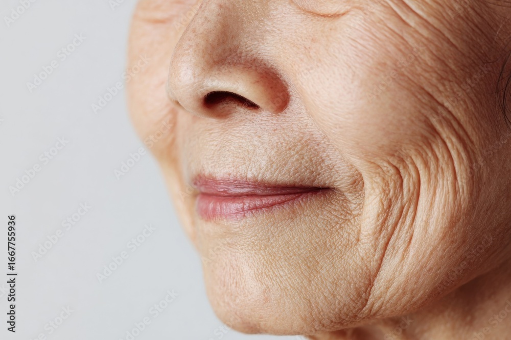 Fototapeta premium シワのある高齢女性の口元