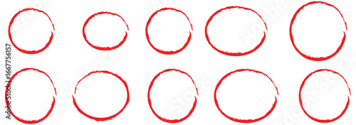 Crayon circle highlight, freehand ovals doodle. Chalk pencil ellipse frames, round shapes in sketch style.Red circle, pen draw. Vector marker circular lines, doodle round circles for message note mark