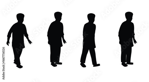 Silhouette Animation Frames of a Walking Person