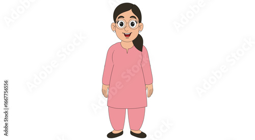Woman in Pink Kurta Salwar Smiling and Standing
