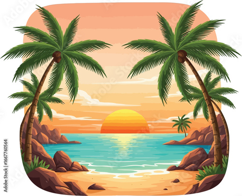 tropical beach with palm trees