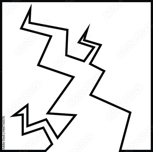 Earthquake broken road collapse icon black solid and outline vector of damaged skyscrapers cracked ground shaking effect seismic disaster, destruction, emergency alert and safety awareness symbol