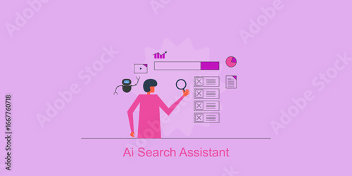 User navigates digital content efficiently, utilizing AI driven search engine, exploring the web through intelligent analysis.  