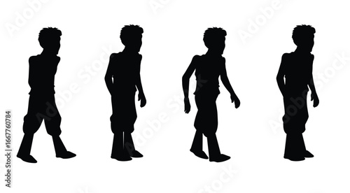 Silhouette Animation Frames of a Walking Person