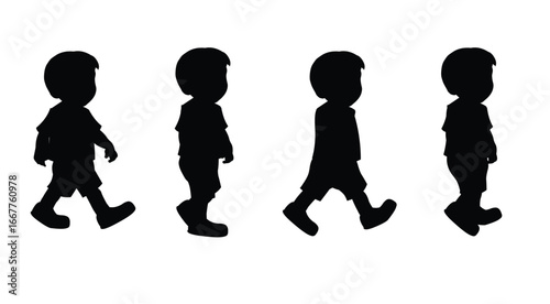 Silhouette Animation Frames of a Walking Person