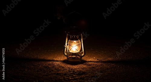 Lone Lantern Illuminates the Dark.