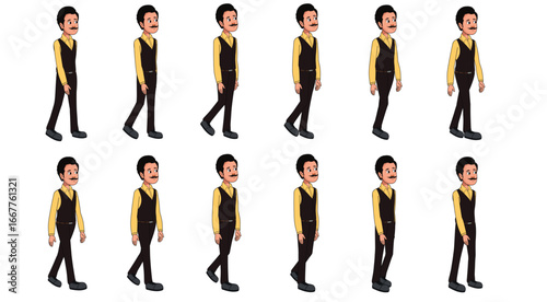 Animated Man Walking Cycle frame by frame ready to use