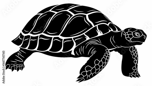 Silhouette illustration of a sea turtle with detailed shell and flippers, showcasing intricate line work and design