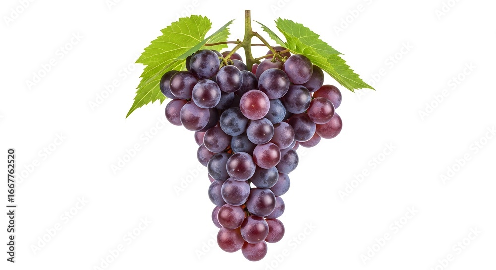 Fototapeta premium Fresh Red Grapes Bunch Isolated on White.
