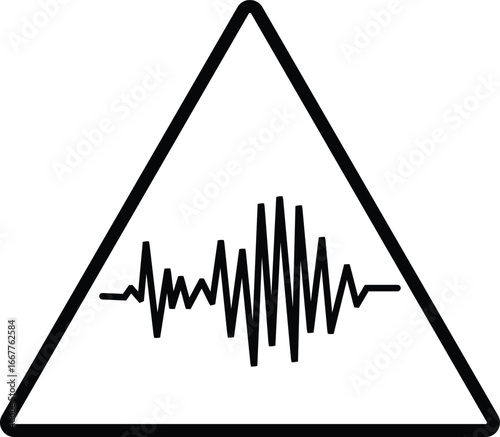 Earthquake icon, black and outline vector collection of disaster, cracked seismic wave, Richter scale, warning sign, nature hazard, emergency and safety symbols