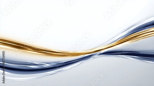 Elegant Abstract Waves in Golden and Blue Tones for Modern Background or Artistic Design Use