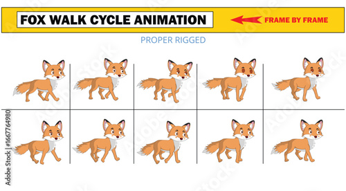 Fox Walk Cycle Animation Frame by Frame
