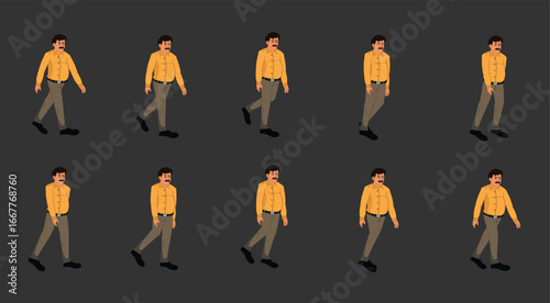 Animated Man Walking Cycle frame by frame ready to use