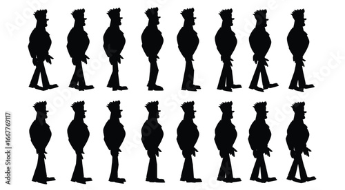 Silhouette Animation Frames of a Walking Person