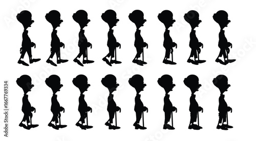 Silhouette Animation Frames of a Walking Person