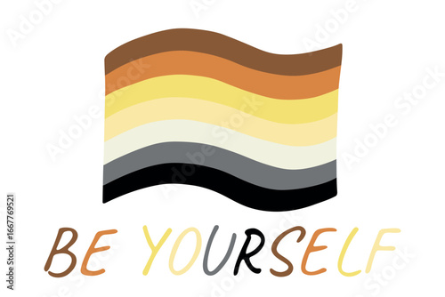 Colorful Bear brotherhood pride flag Happy pride day LGBTQ community Pride Month Vector hand drawn doodle for posters, stickers, logo, cards